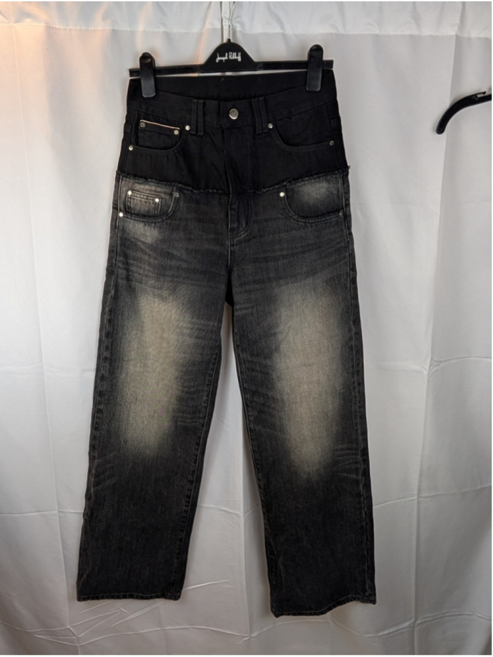 Men's Black Washed Jeans - Comfort Waistband